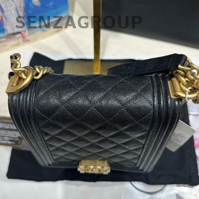 Chanel Le Boy Vertical Black Gold Chain Quilted Shoulder Crossbody Bag