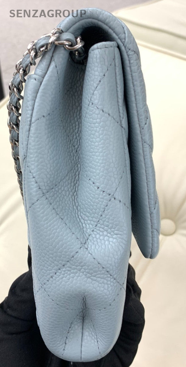 Chanel Timeless Classic Flag Armpit Caviar Leather Shoulder Bag Blue Women