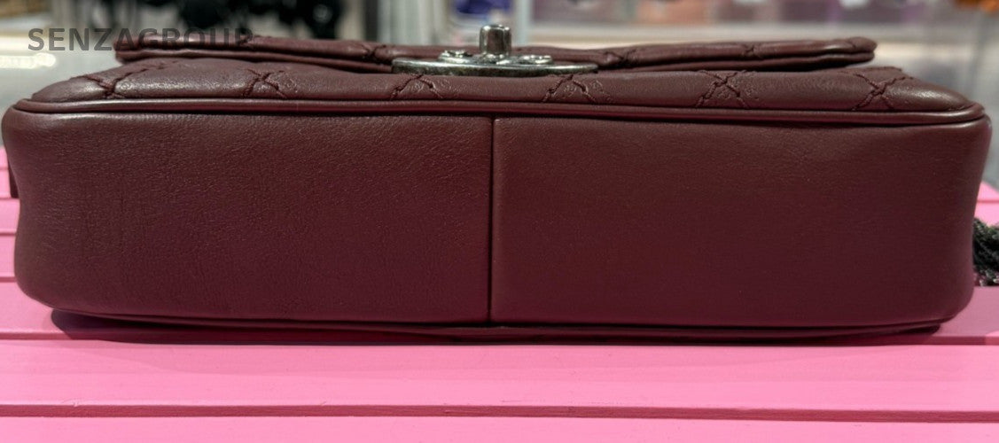 Chanel Classic Flap Calfskin Vintage Chain Shoulder Bag Crossbody Red Women