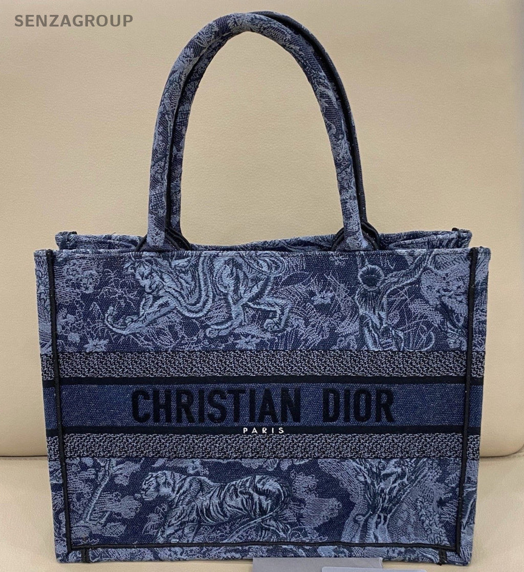 Christian Dior Book Tote MM Handbag Blue Used Women Classic