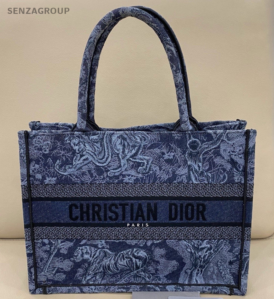 Christian Dior Book Tote MM Handbag Blue Used Women Classic