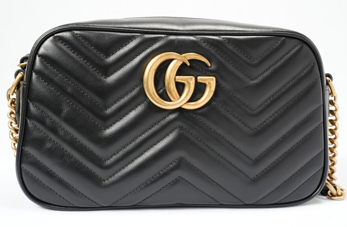 GUCCI Black with gold  Marmont Camera bag Almost brand new condition