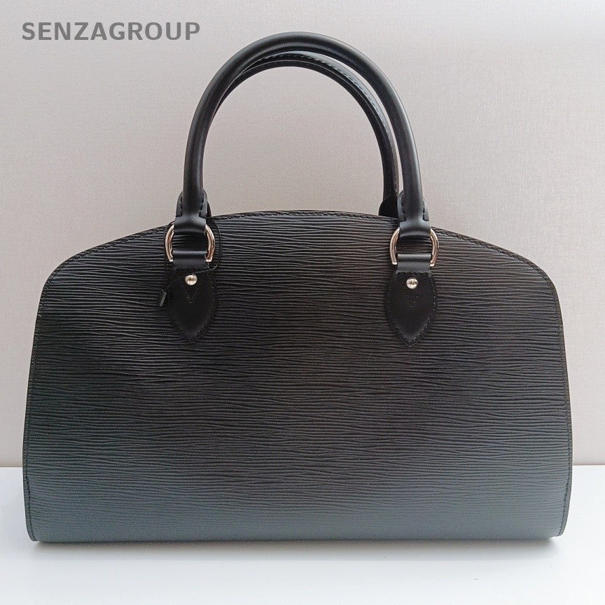 Louis Vuitton Epi Top Handle Bag Black Silver Used Women Classic