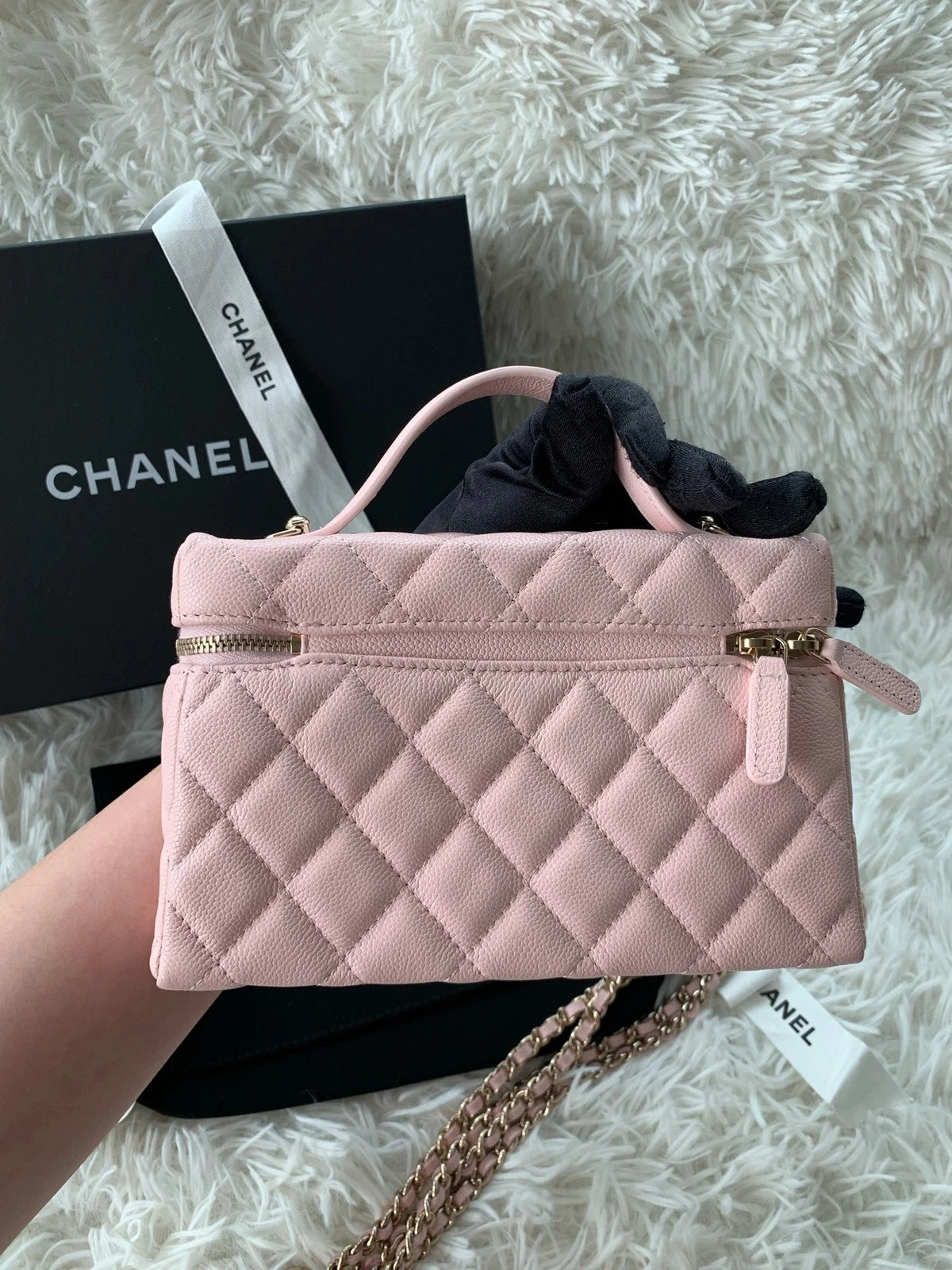 Chanel Pink Leather Lunch Box Shoulder Handbag For Women