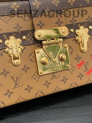 Louis Vuitton Petite Malle Monogram Crossbody Bag Gold Hardware