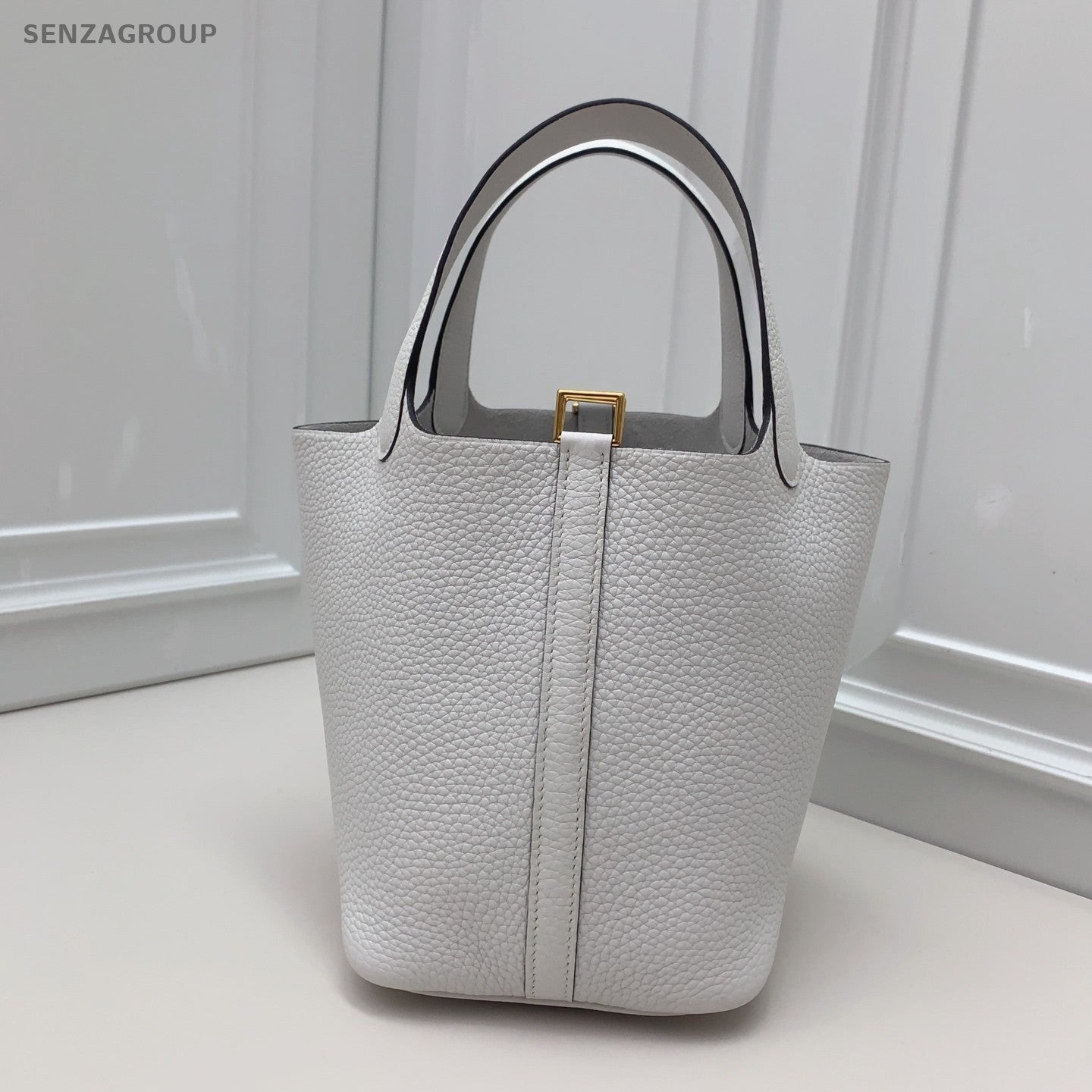 Hermes Picotin Top Handle Bag White Gold Used Women Classic Fashion