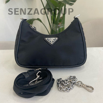Prada Mini Chain Bag Black Silver Women Classic Shoulder Bag