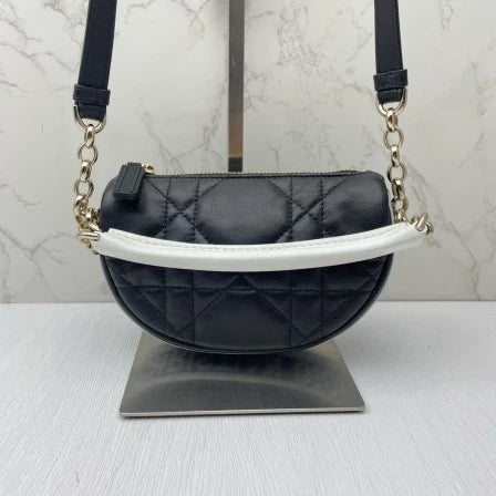 Authentic Dior Black Leather Mini Vibe Hobo Shoulder Bag For Women