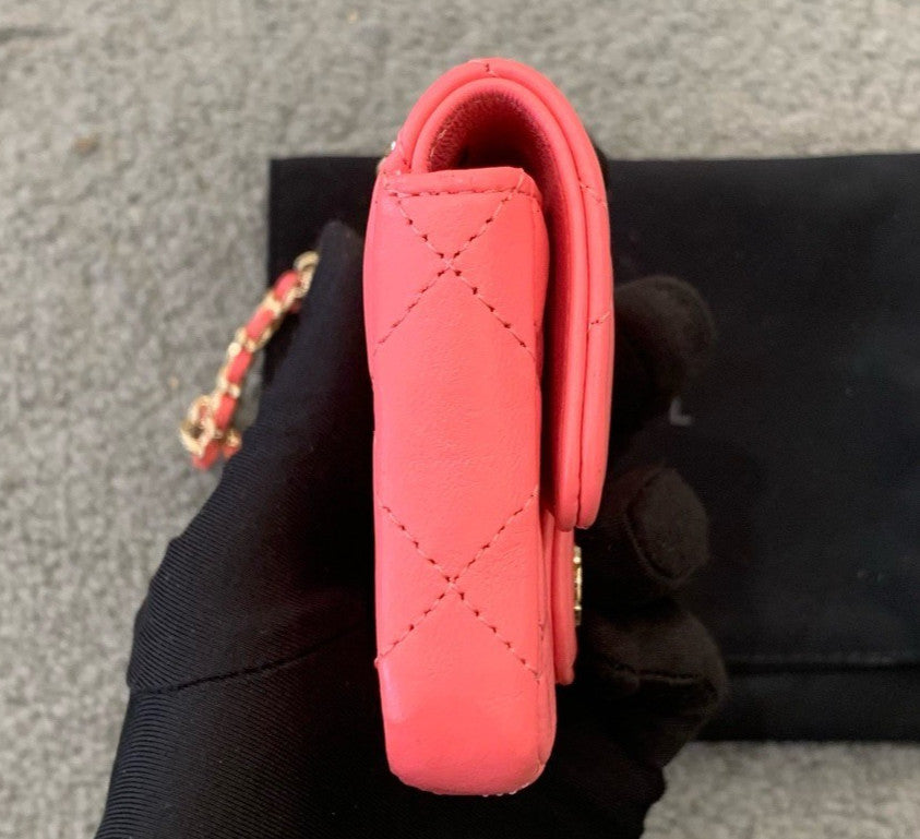 Chanel WOC Mini Lambskin Chain Crossbody Pink Gold Women Classic Fashion
