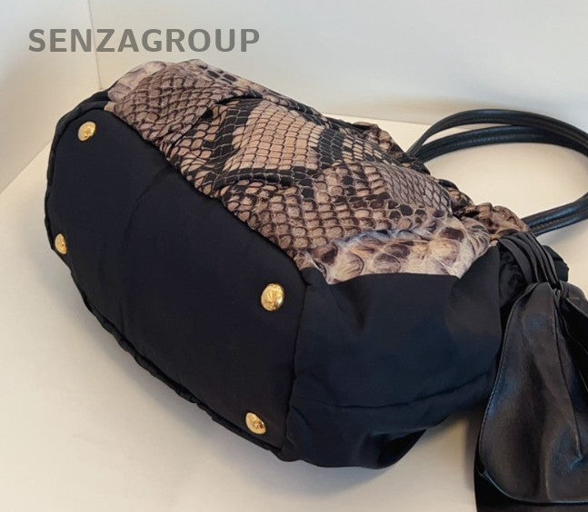 PRADA Snake pattern print 2way Shoulder bag Black Women Limited Edition Handbag