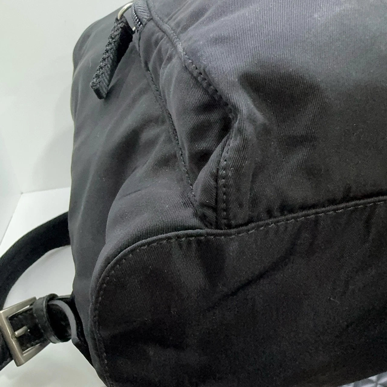 PRADA Black Nylon Parachute Backpack Handbag For Women