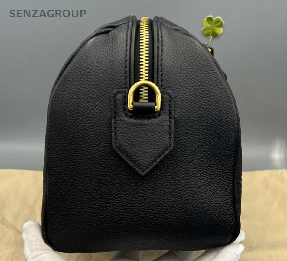 Louis Vuitton Speedy25 Monogram Black Gold Top Handle Bag Crossbody Women