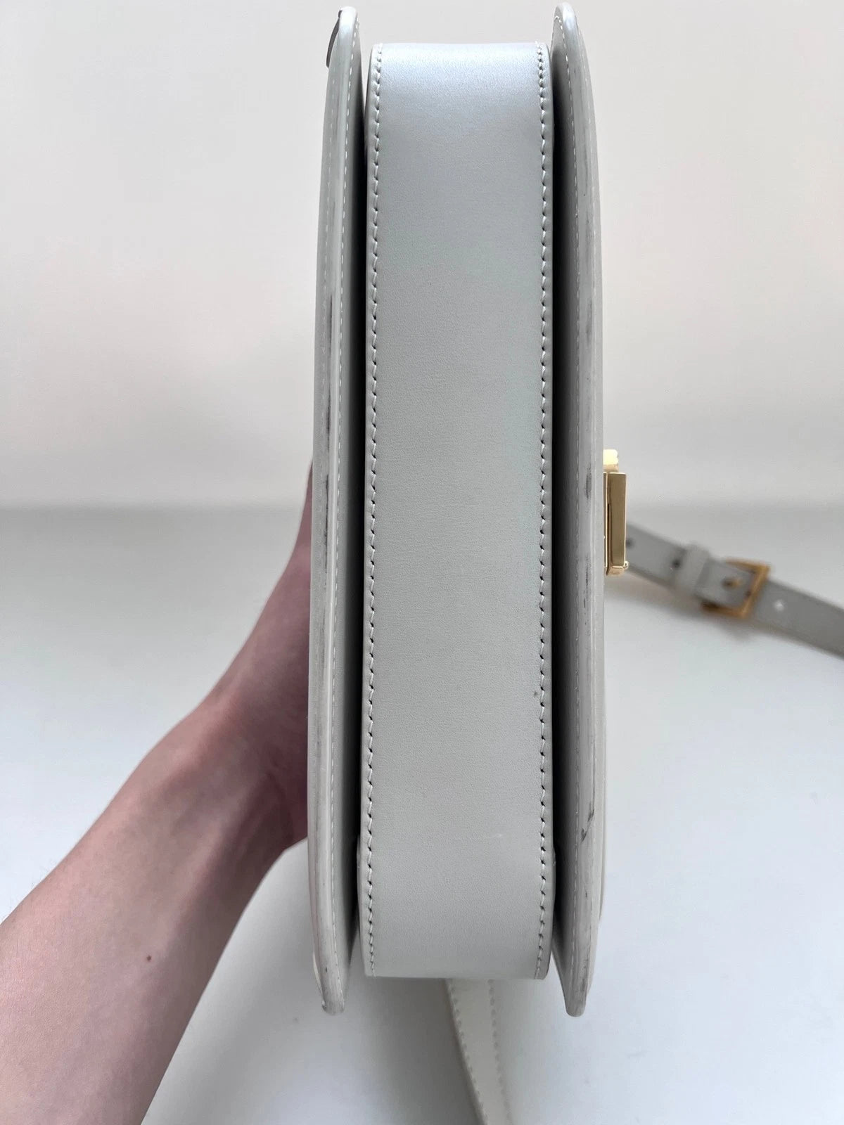 Saint Laurent White Gold Medium Leather Shoulder Bag For Women