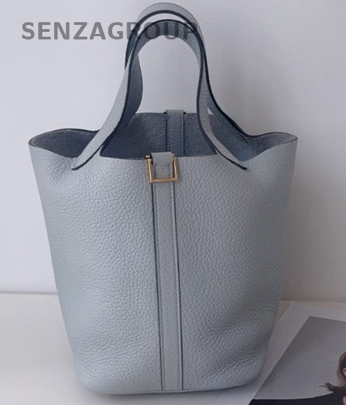 Hermes Picotin Lock Tote Bag Blue Gold Used Women Classic Designer