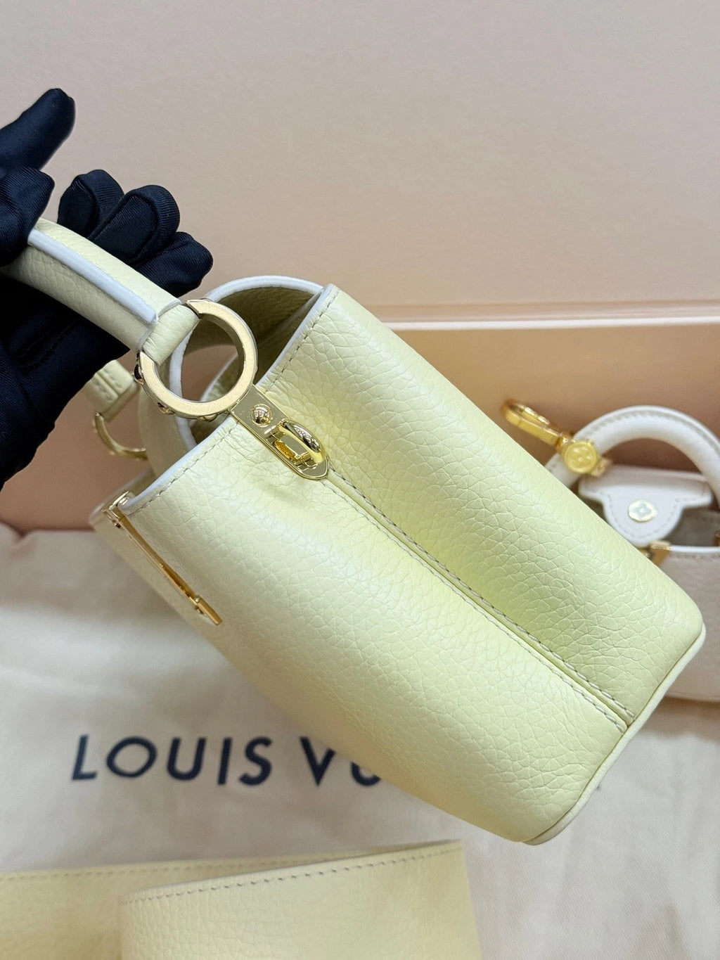 Louis Vuitton Yellow Mini Capucines 2-in-1 Calfskin Top Handle Bag For Women