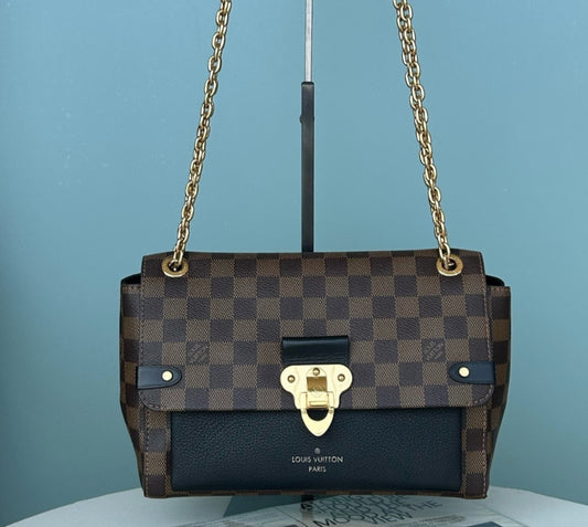 Louis Vuitton Vavin Chain Shoulder Bag Crossbody Brown Damier Ebene Women