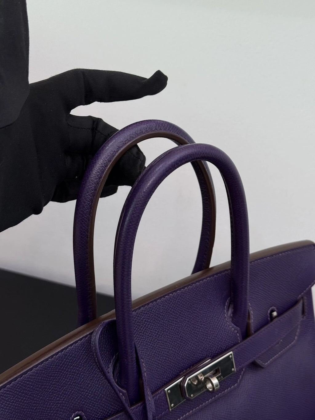 Authentic Hermes Birkin 30 Tote Top Handle Bag Purple Silver Hardware