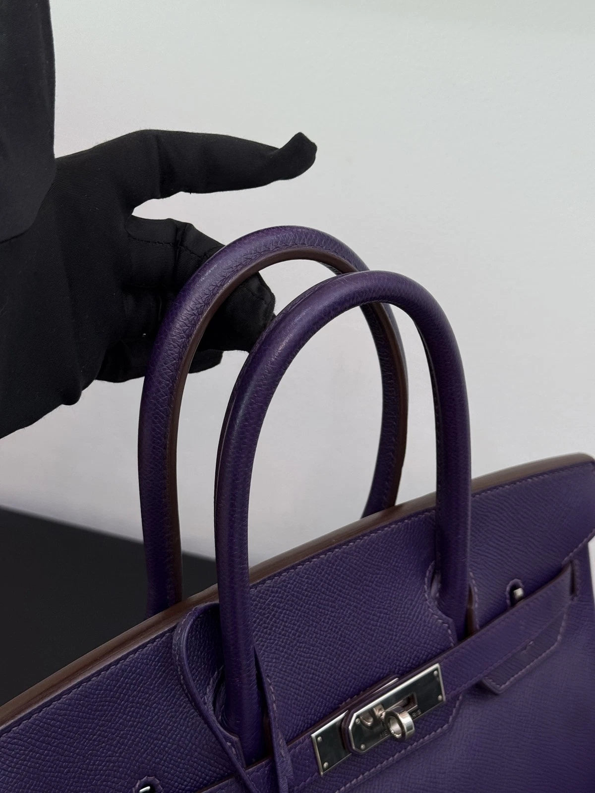 Authentic Hermes Birkin 30 Tote Top Handle Bag Purple Silver Hardware
