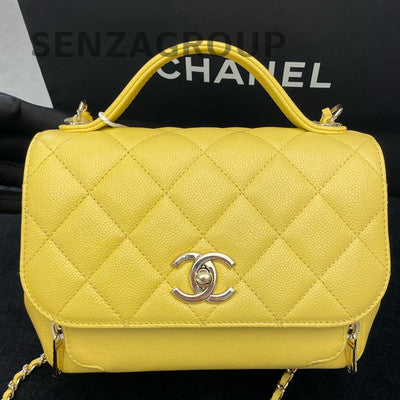 Chanel Calfskin Messenger Bag Small Yellow Gold Chain Crossbody Women Fashion