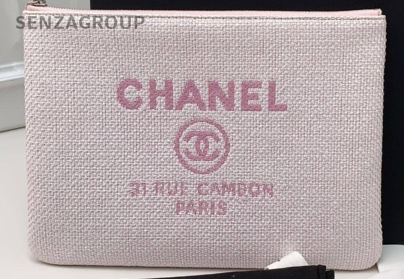 CHANEL Weave Clutch Bag Pink Cute Women