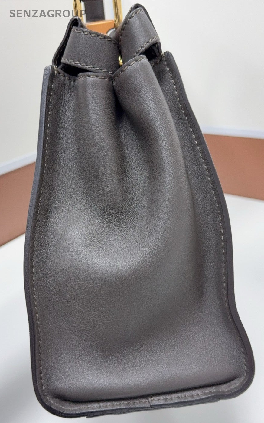 Fendi  Peekaboo MM Top Handle 2way Shoulder Handbag Gray