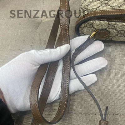Gucci GG Marmont Phone Crossbody Bag Brown Beige Gold Hardware