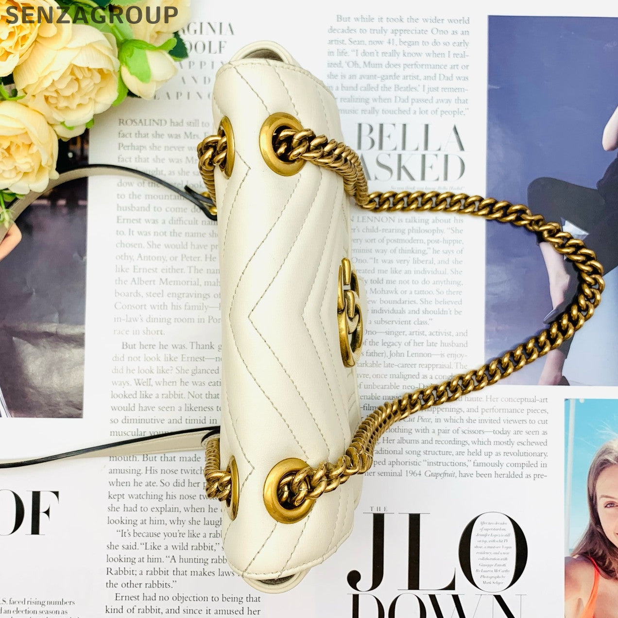 Gucci Marmont 22 White Gold Chain Shoulder Crossbody Bag Classic Fashion