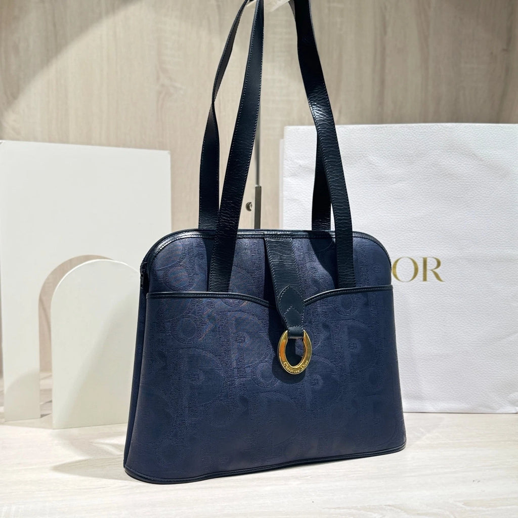 Dior Blue Embossed Shoulder Handbag For Women