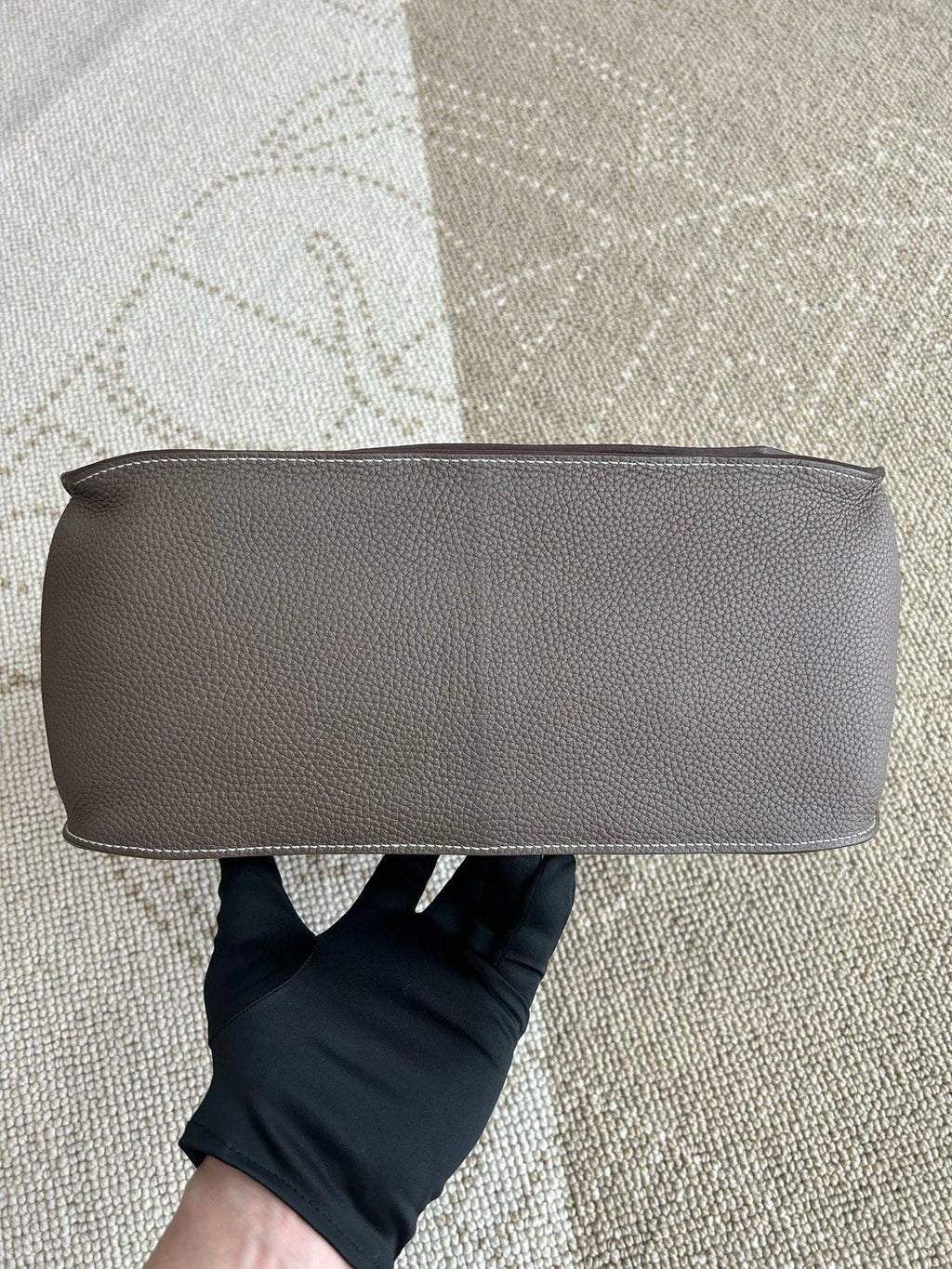 Hermes Jypsiere34 TC Leather Shoulder Bag Gray Silver Unisex Adults