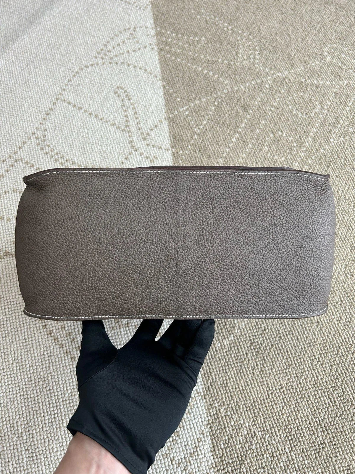 Hermes Jypsiere34 TC Leather Shoulder Bag Gray Silver Unisex Adults