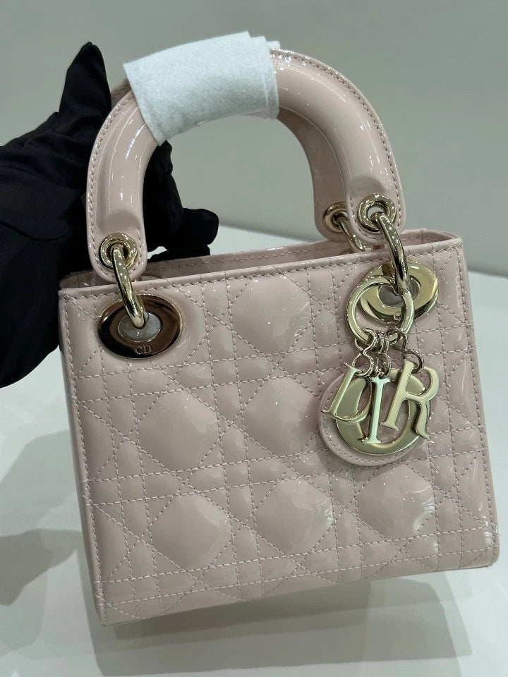 Dior Lady Dior Leather Pink Top Handle Excellent