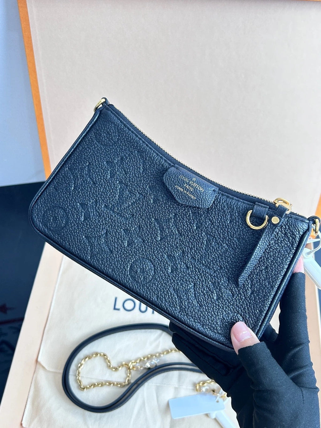 Louis Vuitton Black Calfskin Easy Pouch Shoulder Bag For Women