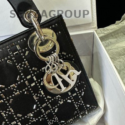 Dior Lady Dior Cannage Black Silver Handbag Shoulder Bag Classic
