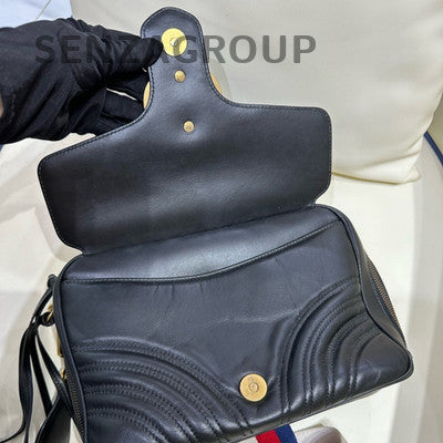 Gucci Black Gold Buckle Shoulder Crossbody Bag Classic Fashion Women