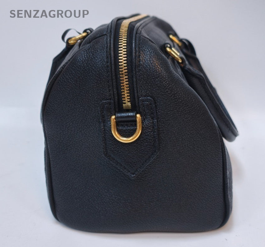 Louis Vuitton Speedy Monogram Top Handle Bag Crossbody Black Gold Women Classic