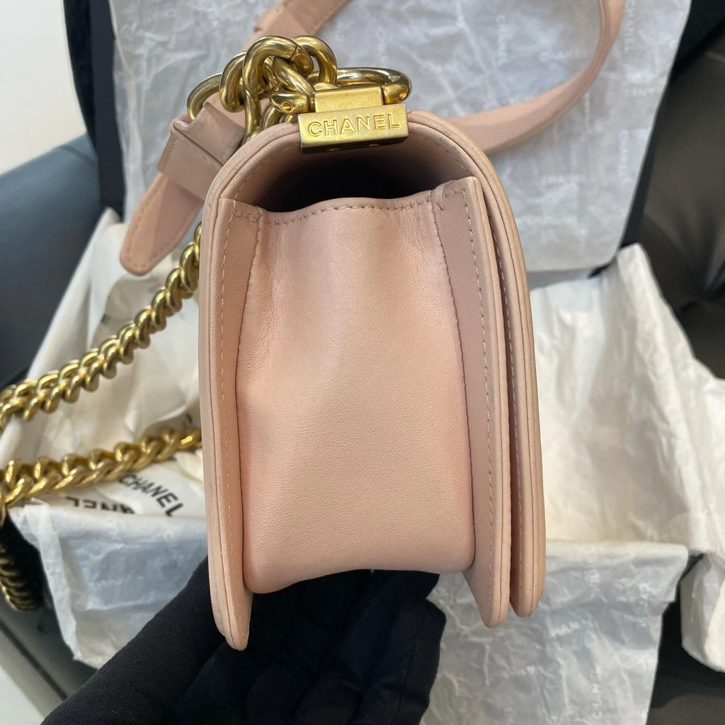 Chanel Leboy Chain Shoulder Crossbody Pink Gold Women Classic Fashion