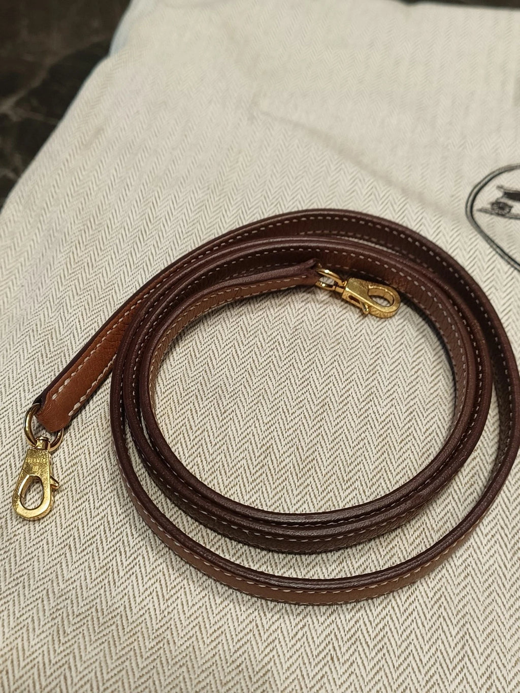 Hermes Bolide Mini Evercolor Leather Top Handle Crossbody Brown Gold Women