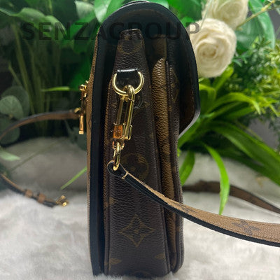 Louis Vuitton Monogram Canvas Pochette Metis Crossbody Bag Brown Gold
