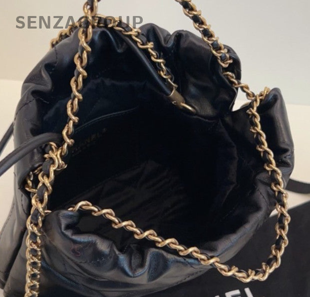 Chanel 22Bag Mini Chain Shoulder Bag Crossbody Black Gold Women Classic