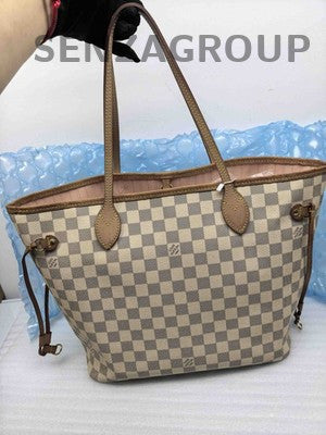 Louis Vuitton Neverfull MM Damier Ebene Brown Gold Shoulder Bag Women