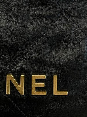 Chanel 22 Bag Small Black Gold Quilted Calfskin Chain Shoulder Bag