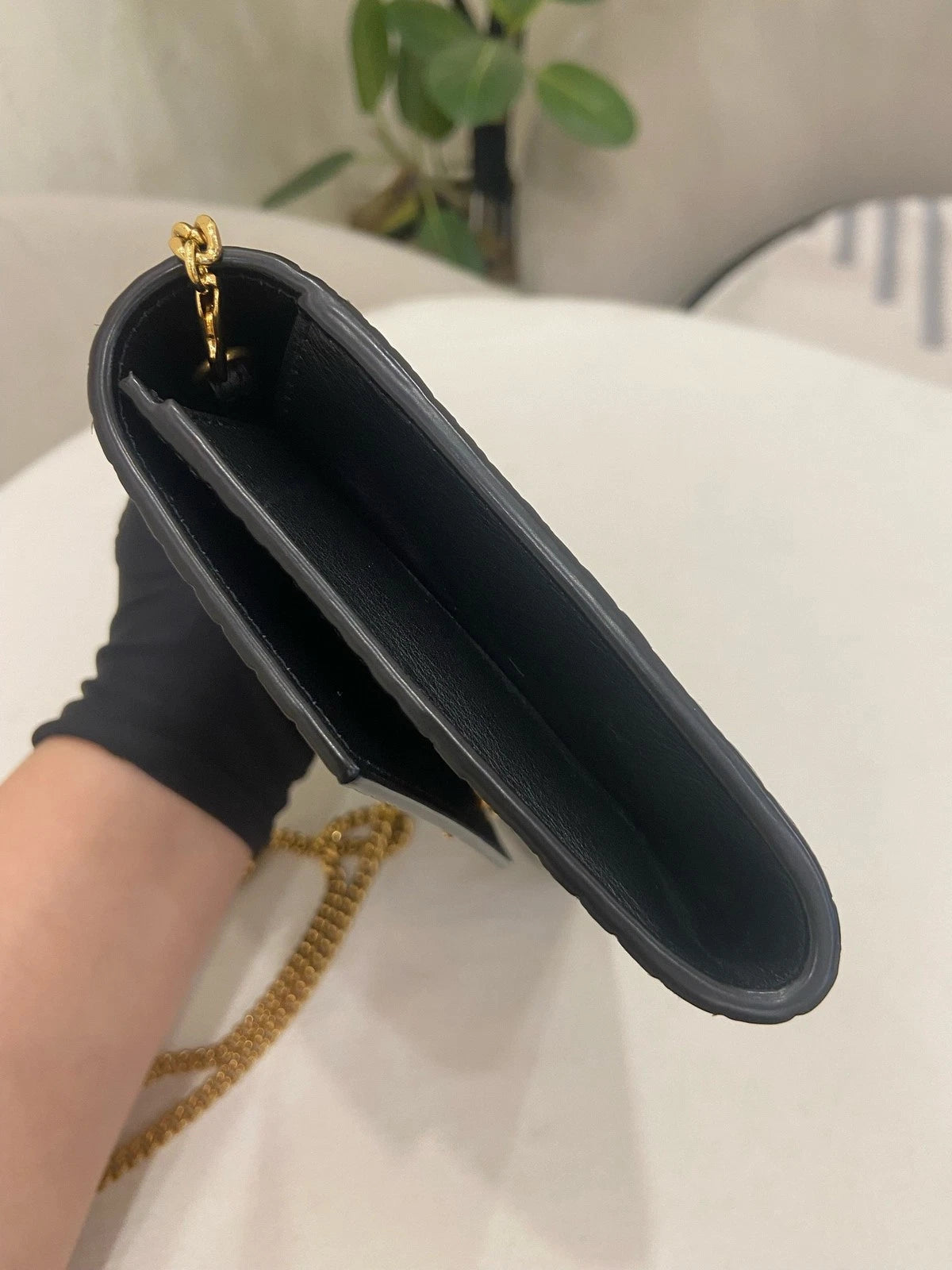 Saint Laurent Envelope WOC Chain Shoulder Crossbody Black Gold Women Classic