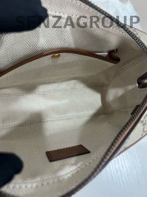 Gucci GG Emblem Camera Bag Beige Brown Gold Buckle Classic Women's Shoulder