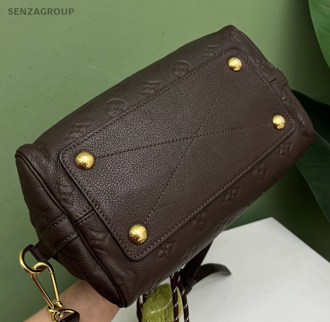 Louis Vuitton Speedy25 Monogram Top Handle Bag Crossbody Brown Gold Women