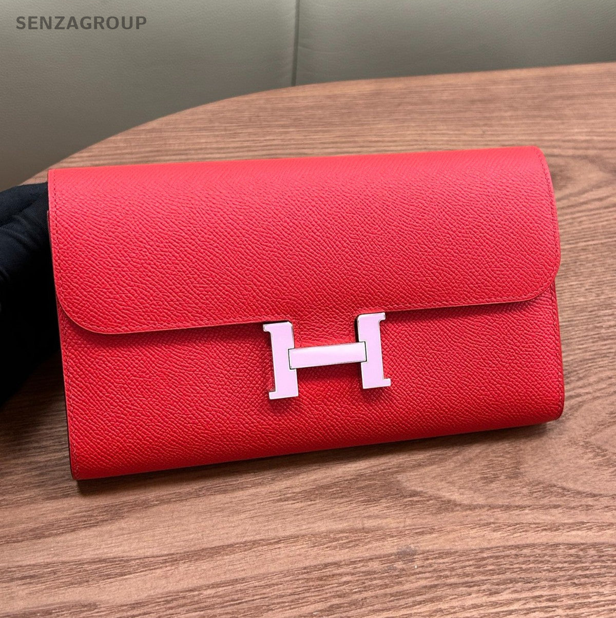 Hermes Constance Wallet Heart-shaped red enamel Epsom Leather Women