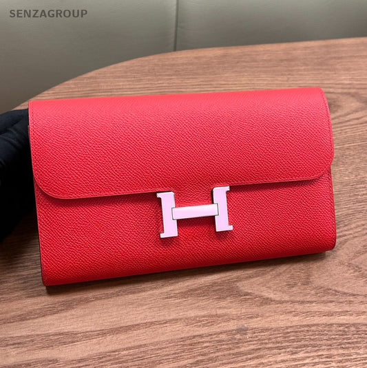 Hermes Constance Wallet Heart-shaped red enamel Epsom Leather Women