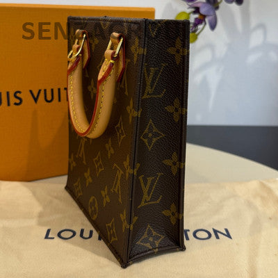 Louis Vuitton Petit Sac Plat Mini Tote Bag Monogram Crossbody for Women