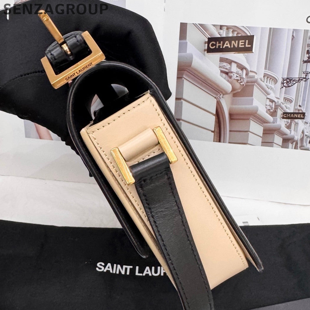 Saint Laurent Solferino Box Bag Black & Beige Shoulder Crossbody Women's Classic