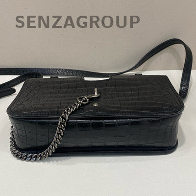Saint Laurent Black Silver Hardware Messenger Crossbody Bag - Classic & Chic