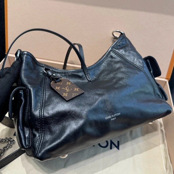 Louis Vuitton Carryall Cargo PM Lambskin Shoulder Bag Black Women D